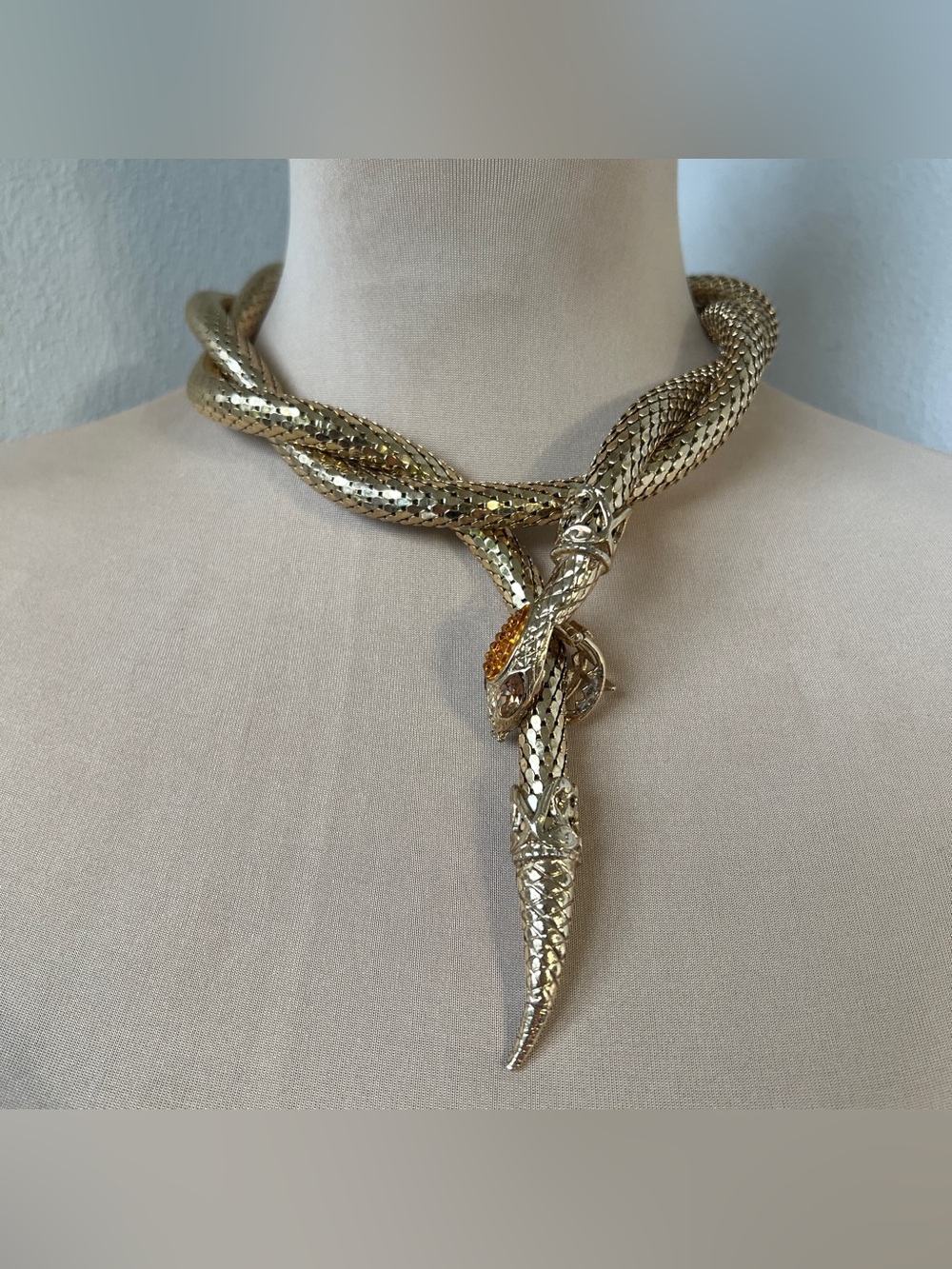 Whiting & Davis Vintage Mesh Snake Belt Necklace Lariat Serpent Signed 46” - Picture 5 of 16